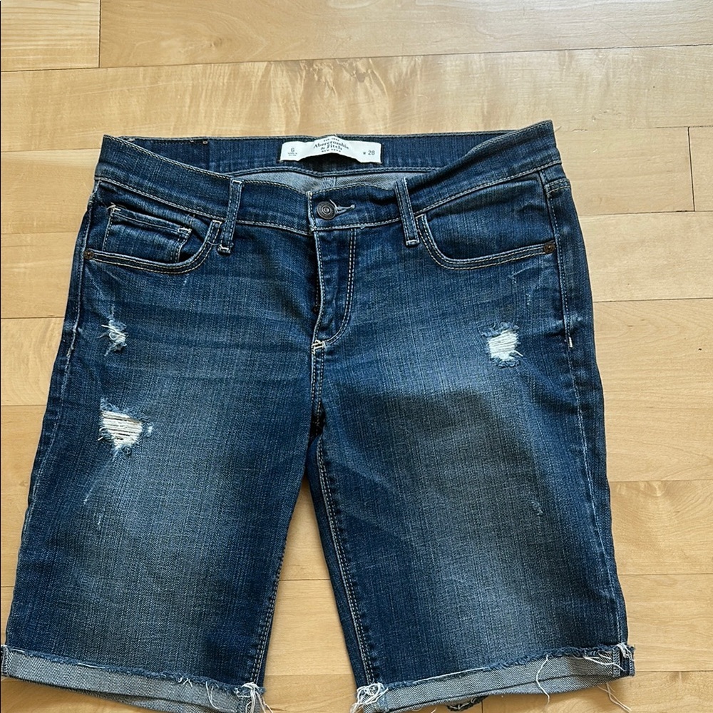 Abercrombie & Fitch Ripped Denim Shorts - low rise